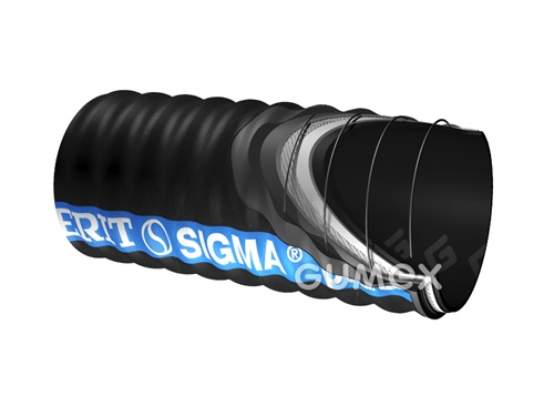 Hadica SIGMA®plus FS 3320 pre pneumatický a hydraulický transport sypkých látok, 50,8/74,8mm, 10bar/-0,9bar, oděrnost 50mm3, NR-BR-SBR/EPDM-SBR, -35°C/+80°C, čierna